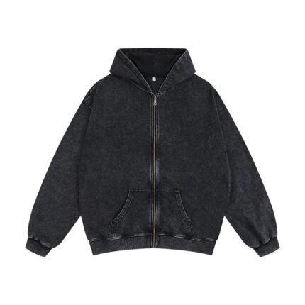 Luxury Embroidered Zip-Up Streetwear Hoodie